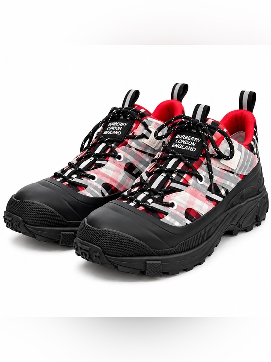 Burberry Other - Burberry Men’s Check Arthur Sneakers Size 45 / US 12 Black Red Chunky Trainers
